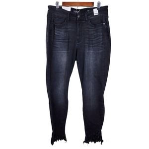 Judy Blue Mid Rise Black Hem Fray Jeans Size 14W